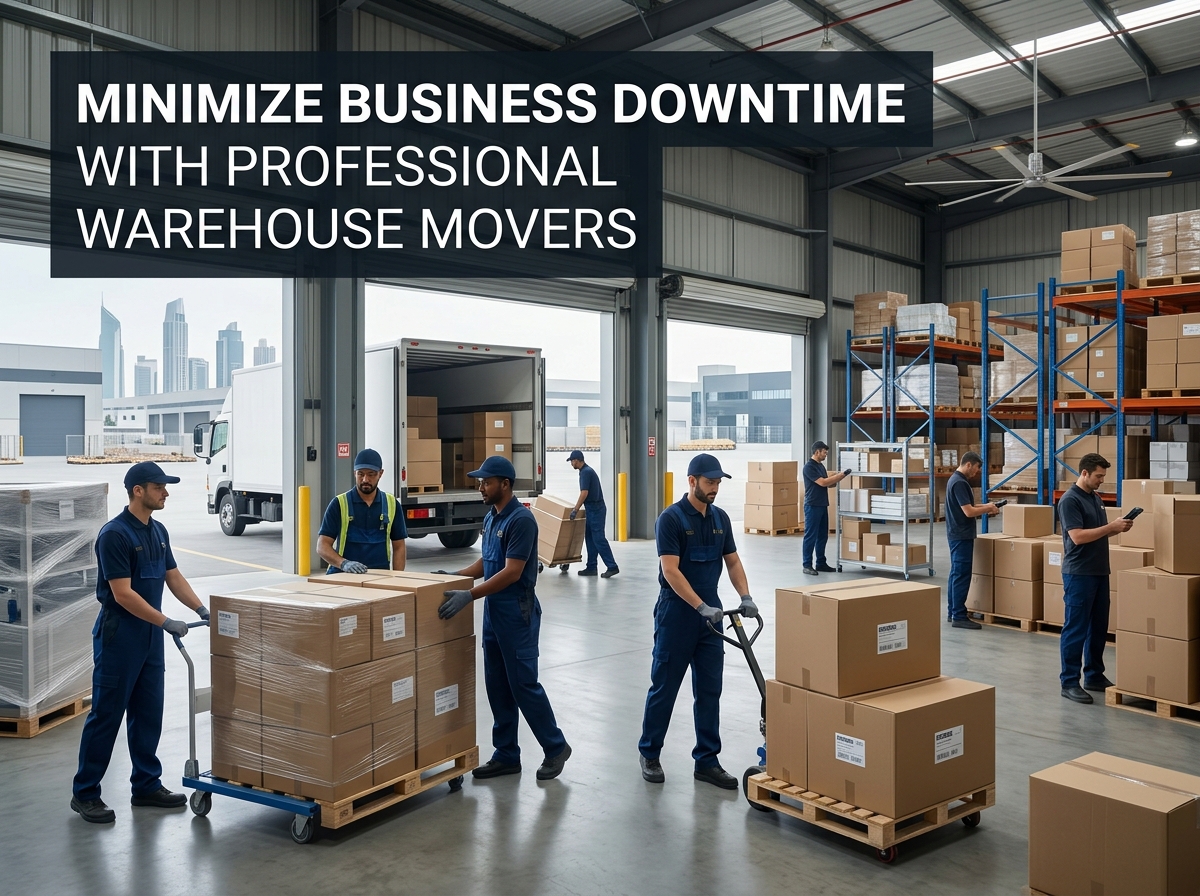 Professional warehouse movers relocating racking systems